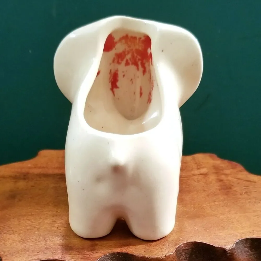 Vintage Lucky White Elephant Ceramic Planter  3.75